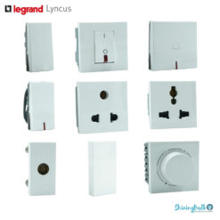 grouped image of legrand's lyncus series switches and sockets on a white background available to buy from shiningbulb.com